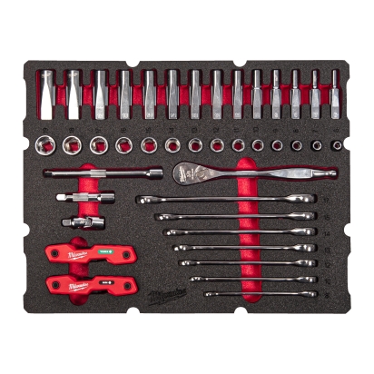 55 pc Packout Drawer 3/8" Ratchet and Ratcheting Comb Spanner Foam Insert Set