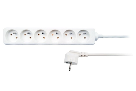 SOL PŘÍVOD PRODLUŽOVACÍ 6Z 2M, 3X1MM2, BÍLÝ, PP61