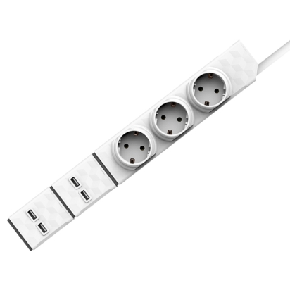 ALL POWERSTRIP KABEL PRODLUŽ. MODULÁR. BÍLÁ 1,5M ZÁS. TYP F+2X USB MODUL