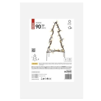 EMOS VÁNOČNÍ OSVĚTLENÍ 90LED VÁNOČNÍ STROMEK KOVOVÝ 50CM IP44 TEPLÁ BÍLÁ DCZW05