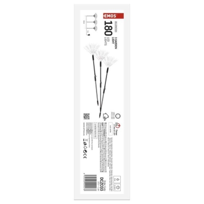 EMOS VÁNOČNÍ OSVĚTLENÍ 180LED ZAPICH. SVÍT. VĚTVIČKY IP44 KABEL 5M STUD. BÍLÁ ČAS. DCZC03