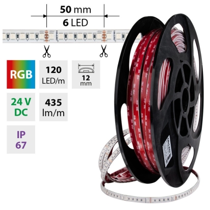 MCLED LED PÁSEK SMD4040, 14W/120LED/435LM/M, 24VDC, IP67, Š.12MM, RGB, 50M ML-128.004.90.2