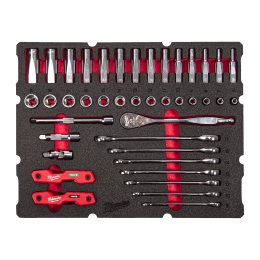 55 pc Packout Drawer 3/8" Ratchet and Ratcheting Comb Spanner Foam Insert Set