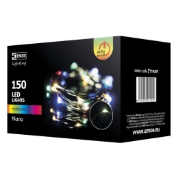 EMOS VÁNOČNÍ OSVĚTLENÍ 150 LED ŘETĚZ ZELENÝ NANO, 15M, IP44, MULTICOLOR, ČASOVAČ ZY1920T