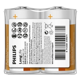 BOR BATERIE PHIL C 1,5 ZINC LONGLIFE FÓLIE 2KS R14L2F/10