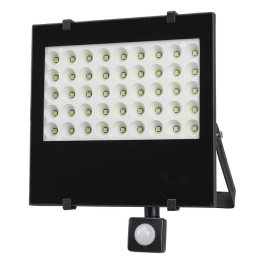 SOL REFLEKTOR LED VENKOVNÍ 50W, 4250LM, AC 230V, SE SENZOREM, ČERNÁ, WM-50WS-F