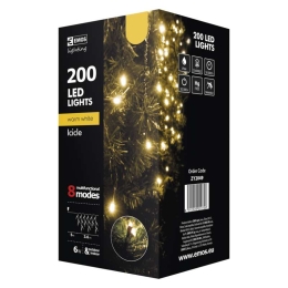 EMOS VÁNOČNÍ OSVĚTLENÍ 200LED RAMPOUCHY 3,6M TEPLÁ BÍLÁ PROGRAMY ZY2049