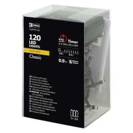 EMOS VÁNOČNÍ OSVĚTLENÍ 120LED ČASOVAČ 8,4M IP44 3XAA ZY2056,TEPLÁ BÍLÁ