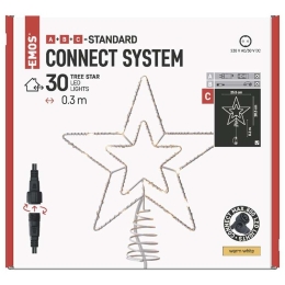 EMOS VÁNOČNÍ OSVĚTLENÍ LED HVĚZDA SPOJOVACÍ 28CM 30LED IP44 TEPLÁ BÍLÁ D1ZW01