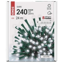 EMOS VÁNOČNÍ OSVĚTLENÍ LED ŘETĚZ PULZUJÍCÍ 24M STUDENÁ BÍLÁ IP44 ZY2160