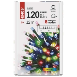 EMOS VÁNOČNÍ OSVĚTLENÍ LED ŘETĚZ 12M MULTICOLOR PROGRAMY ZY1451