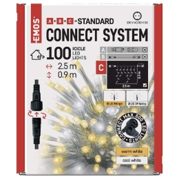EMOS VÁNOČNÍ OSVĚTLENÍ KRÁPNÍK SPOJOVACÍ 100LED 2,5X0,9M WW/CW IP44 BLIKAJÍCÍ D1CN01