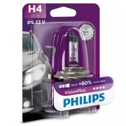 BOR AUTOŽÁROVKA PHILIPS H4 VISIONPLUS 12V 60/55W 1650LM 3250K P43T-38 BL.1KS PHIL-12342VPB