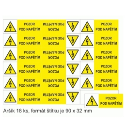 STRO.M SAMOLEPKA POZOR POD NAPĚTÍM! ŽLUTO/ČERNÁ 90X32 ARŠÍK 18KS